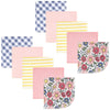 Hudson Baby Unisex Baby Flannel Cotton Washcloths, Pink Blue Pretty Floral 10 Pack, One Size