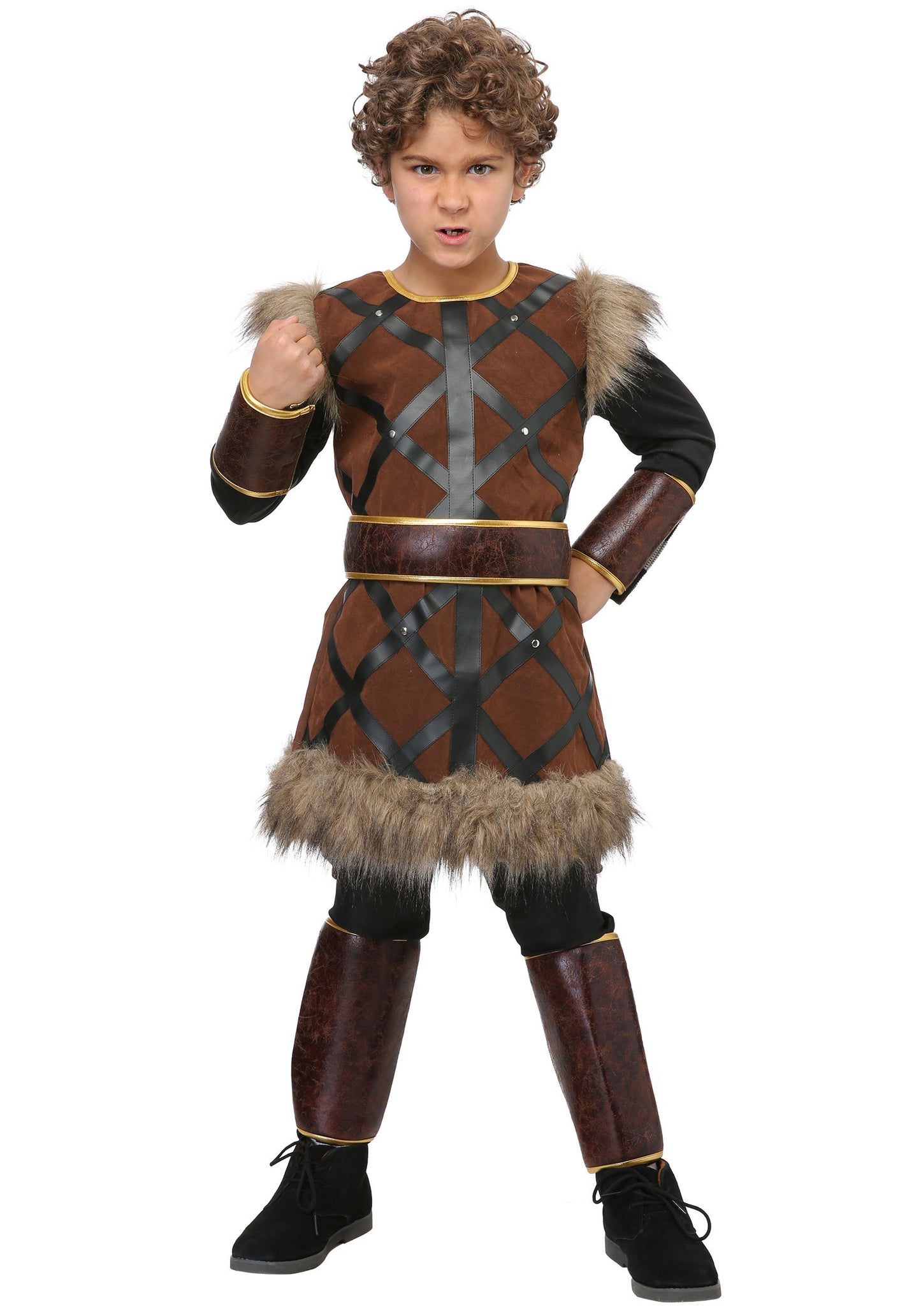 Fun Costumes Fighting Viking Boys Costume - Brown, Small