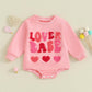 Focusnorm Valentine'S Day Toddler Baby Girl Outfit Nweborn Infant Clothes Long Sleeve Sweatshirt Romper Cute Crewneck Onesie (Pi
