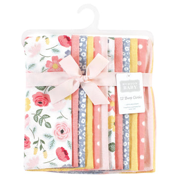 Hudson Baby Unisex Baby Cotton Flannel Burp Cloths Bundle, Modern Botanical, One Size
