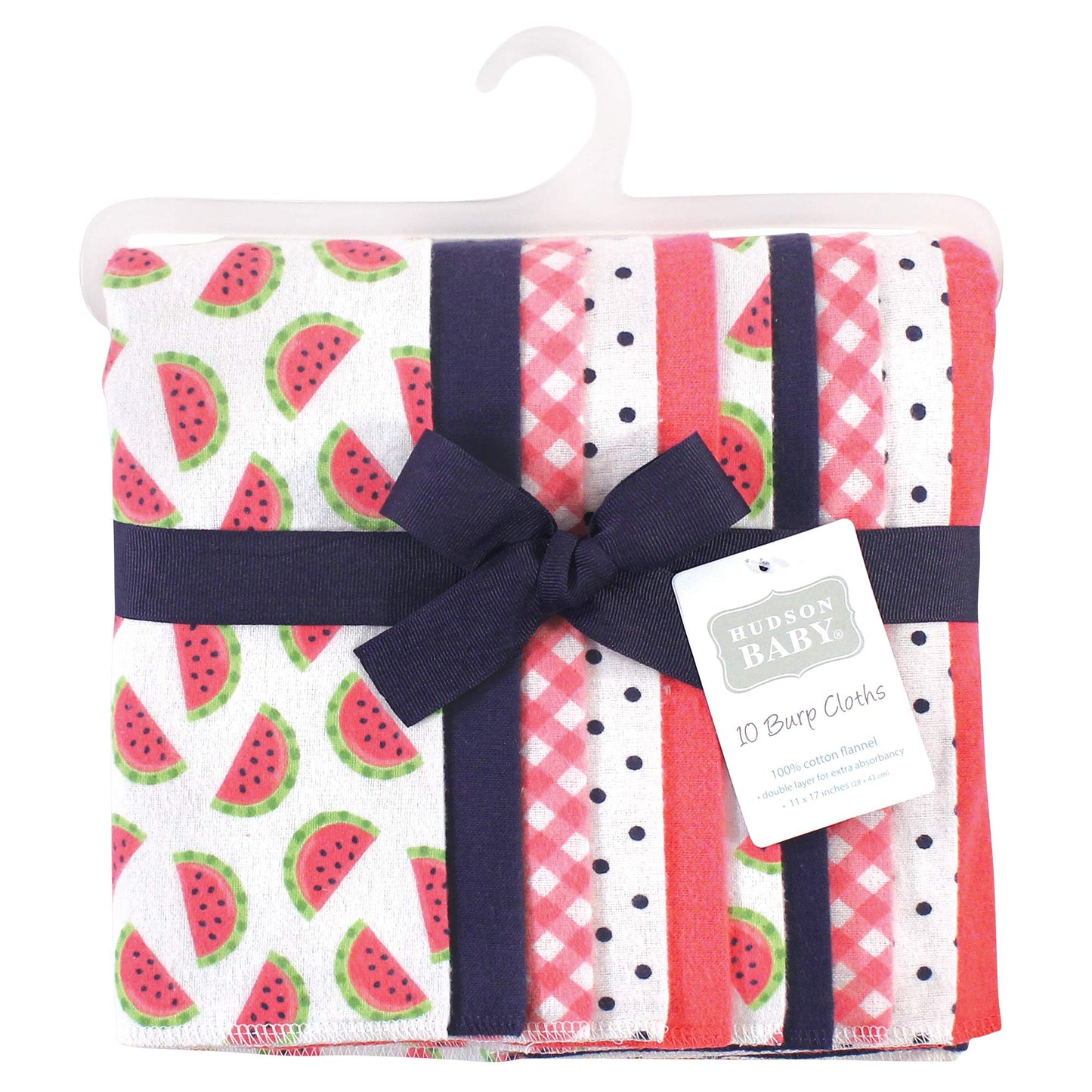 Hudson Baby Unisex Baby Cotton Flannel Burp Cloths, Watermelon, One Size