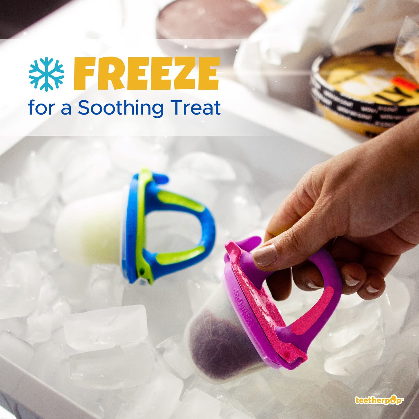 Teetherpop Fillable Silicone Teether for Babies - Cooling Teething Relief - Breastmilk Popsicle Molds for Teething with Spill-Pr