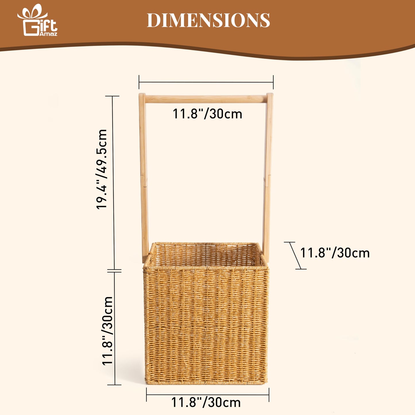 Giftamaz Baby Shower Crate Closet, Large Hand-Woven Rattan Storage Crates With Handle, Baby Shower Gifts, Baby Welcome Box Nurse