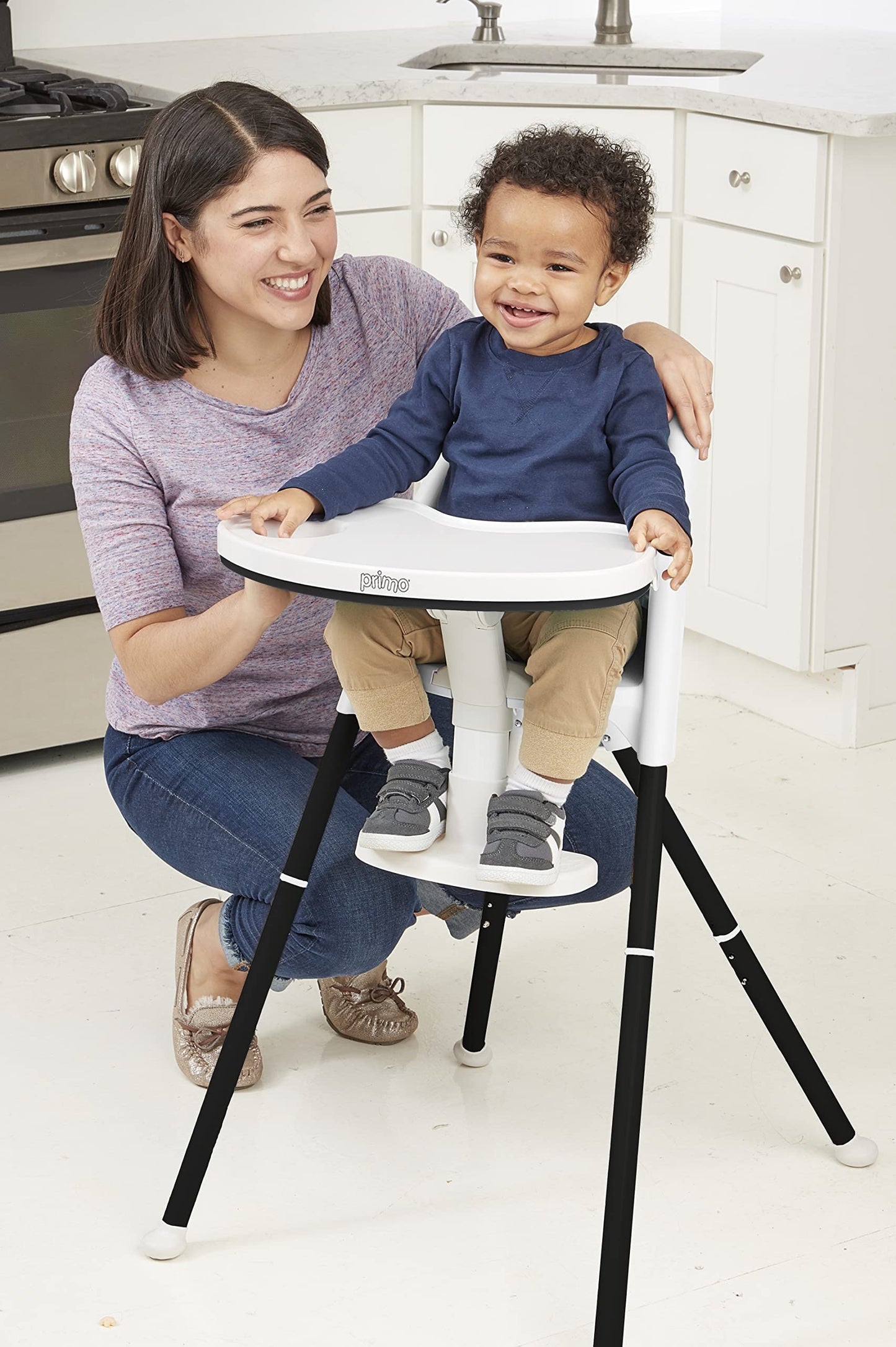 Primo Cozy Tot Deluxe Convertible Folding High Chair & Toddler Chair - Black, Black/White , 14X18X23.6 Inch (Pack Of 1)