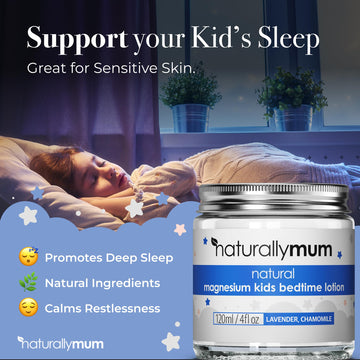 Naturallymum Naturally Mum - Magnesium Lotion For Kids & Babies [Natural & Safe] - Juniors Bedtime Lotion - Magnesium Sleep Crea