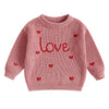 Baby Girl Chunky Knit Sweater Long Sleeve Crewneck Embroidery Sweatshirt Toddler Pullover Tops Warm Clothes (Valentines Day Love