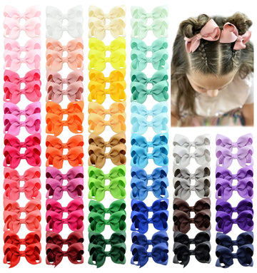 80Pcs 3Inch Hair Bows For Girls Grosgrain Ribbon Toddler Hair Accessories With Alligator Clips For Toddlers Baby Girls Kids Teen