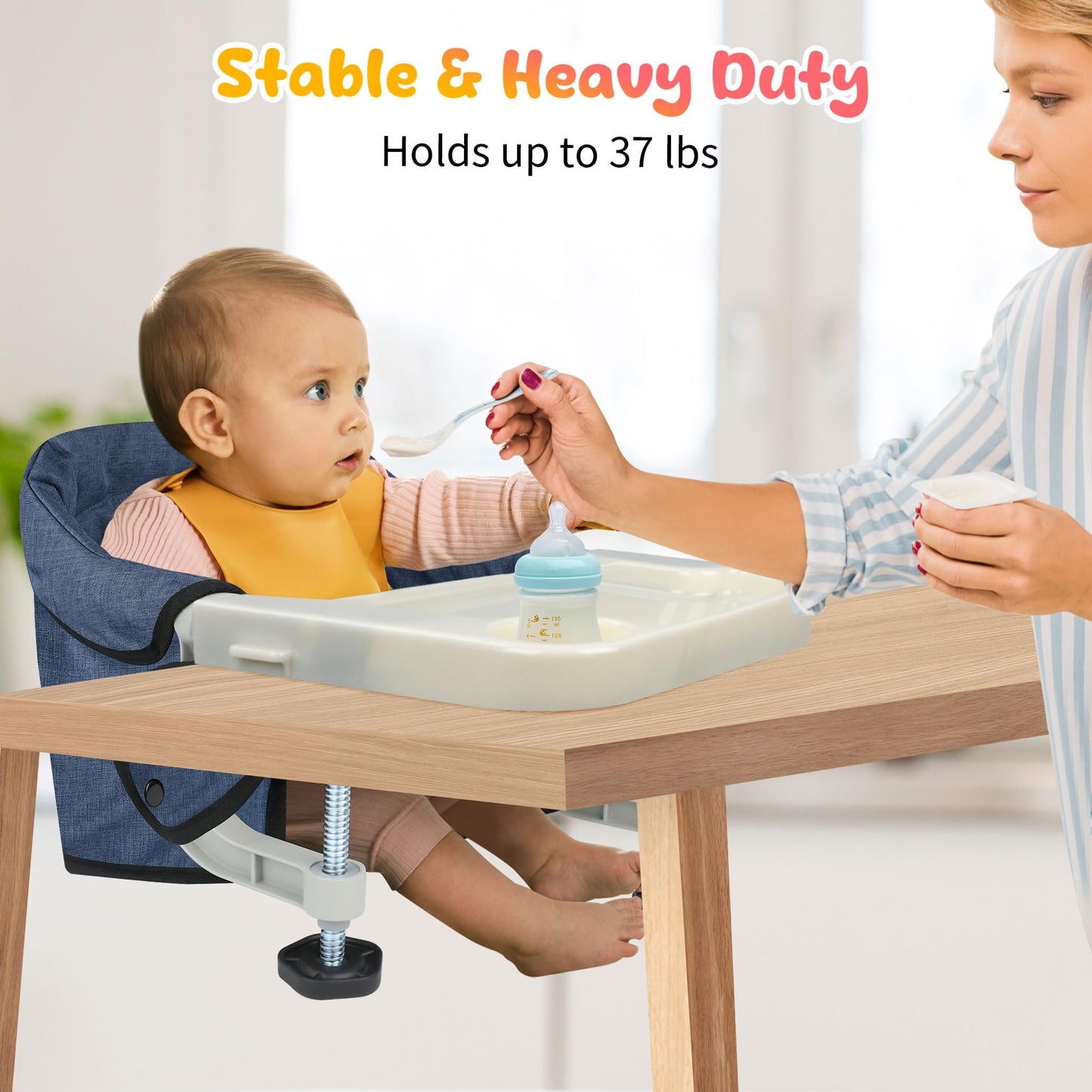 Hook On High Chair With Removable Dining Tray,Folding Portable Clip On Table High Chair,Baby Chair With Storage Bag For Indoor/O