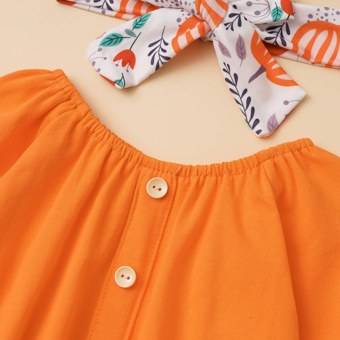 Ovmxqso Toddler Baby Girl Halloween Outfits Kid Girl Long Sleeve Shirt Top Pumpkin Bell Bottom Flared Pants Set Fall Clothes 1-5