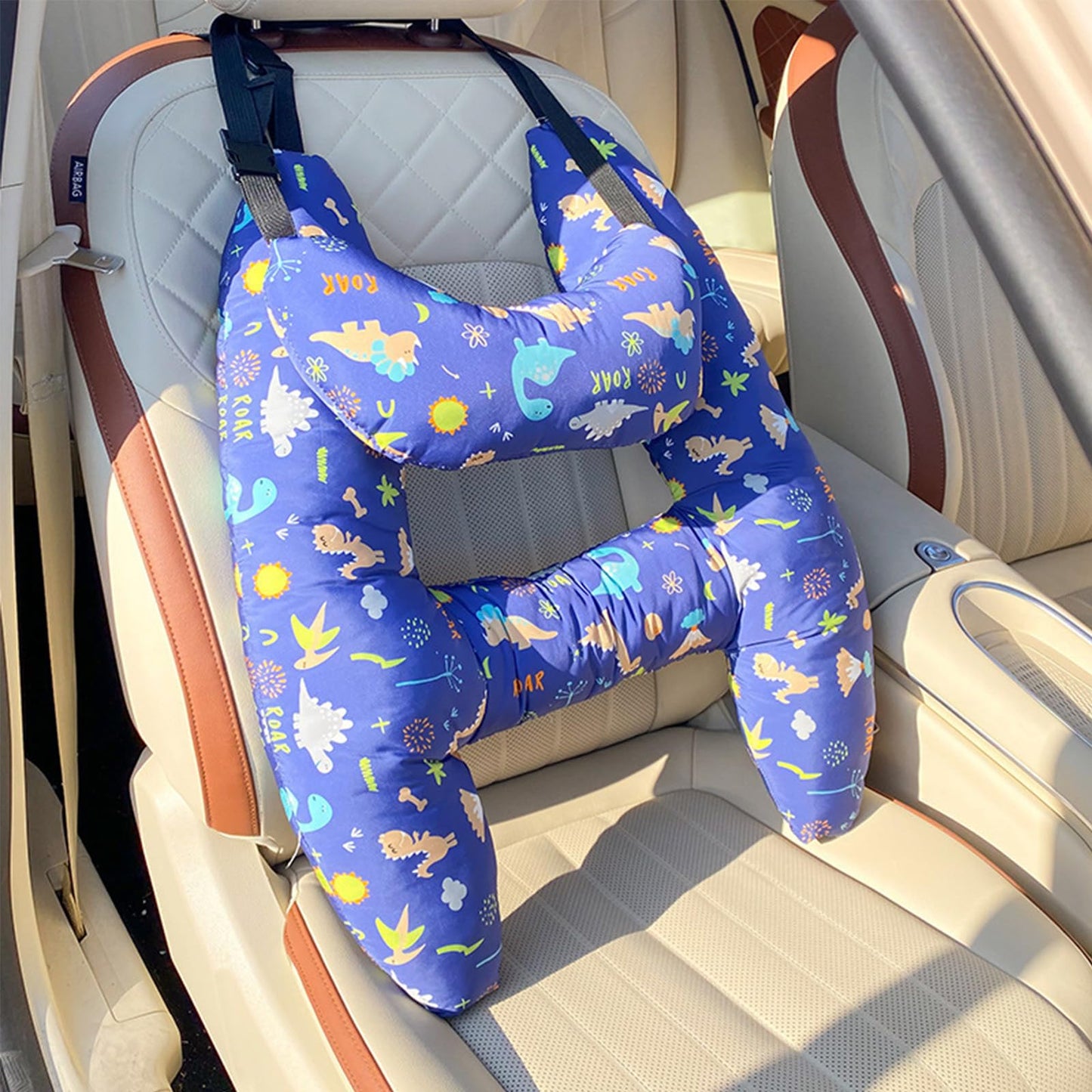 Car Pillow For Kids, H-Shape Car Seat Pillow For Kids, Portable Kids Travel Pillow, Adjustable Kids Neck Pillows For Long Trips