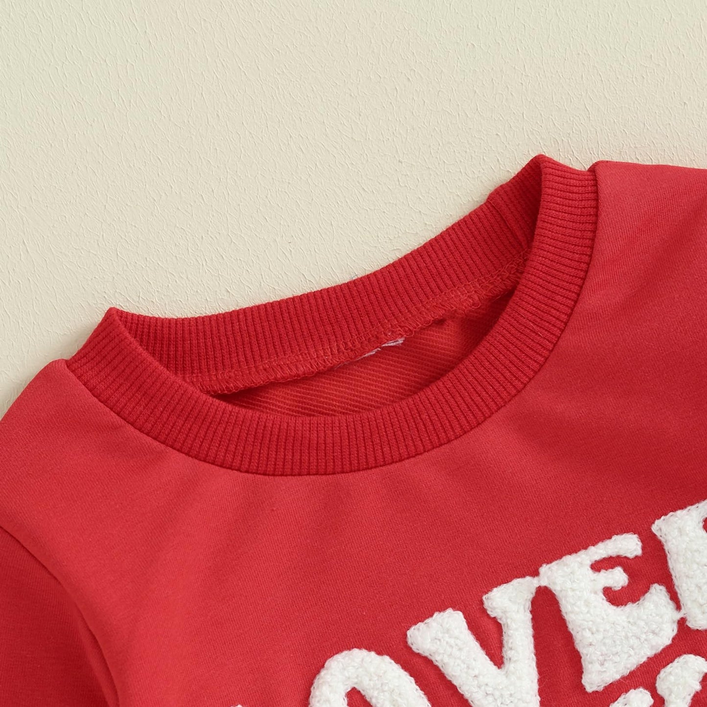 Lagkiyoj Toddler Baby Girl Boy Valentines Outfit Love Heart Long Sleeve Sweatshirt Pullover Tops Jogger Pants Clothes (Red Love