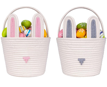 Cubesland Boy Girls Easter Baskets Empty Easter Hunt Basket For Kids,Cute Basket For Baby Girls Boys Easter Party Gift Baskets,E