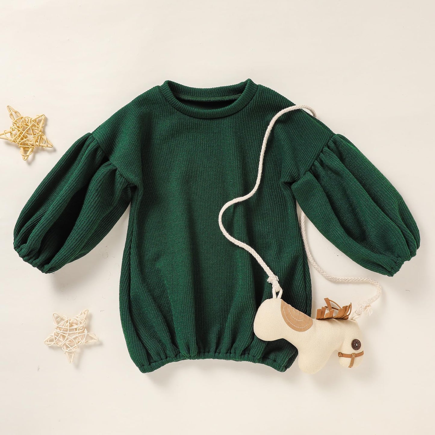 Toddler Baby Girl Sweater Round Neck Loose Long Sleeve Candy Color Knitted Pullover Tops Autumn Winter Sweatshirt (Green, 2-3T)
