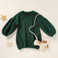 Toddler Baby Girl Sweater Round Neck Loose Long Sleeve Candy Color Knitted Pullover Tops Autumn Winter Sweatshirt (Green, 18-24