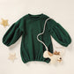 Toddler Baby Girl Sweater Round Neck Loose Long Sleeve Candy Color Knitted Pullover Tops Autumn Winter Sweatshirt (Green, 3-4T)
