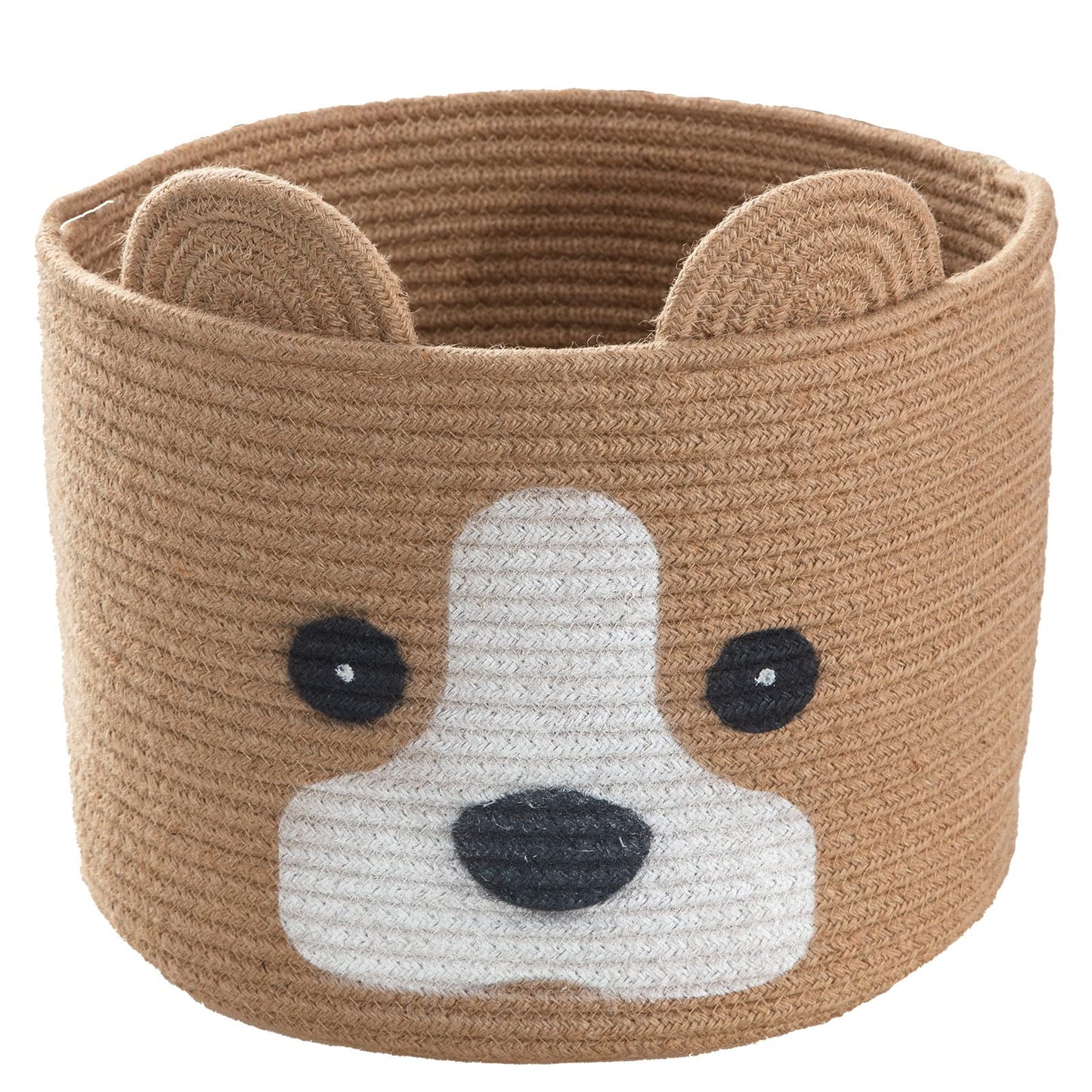 Homeypine Dog Shaped Basket, Large Woven Cotton Rope Animal Storage Basket For Kids, Baby Laundry Basket For Toys, Towels, Blank