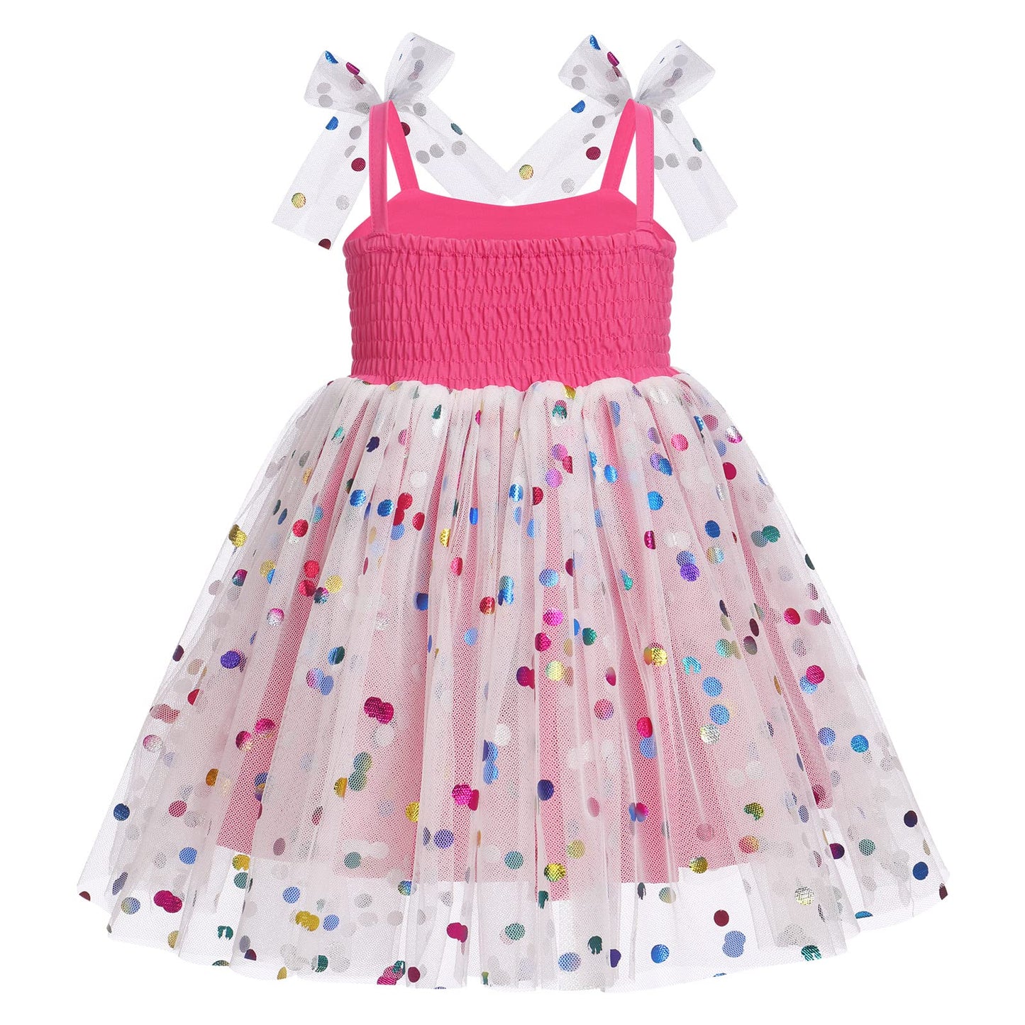 Idopip Baby Girls Sequin Polka Dot Tutu Dress Summer Sleeveless Princess Birthday Party Dresses Toddler Little Girl First Commun