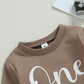 First Birthday Boy Outfit Baby Boy Crewneck Sweatshirt One Year 1St Birthday Outfit Cute Fall Winter Clothes (A-Coffee, 12-18 Mo