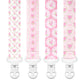 Stadela Baby Fabric Pacifier Clip Holder, Plastic Clip, 4-Pack, Floral Pattern, Juliette Set