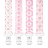 Stadela Baby Fabric Pacifier Clip Holder, Plastic Clip, 4-Pack, Floral Pattern, Juliette Set