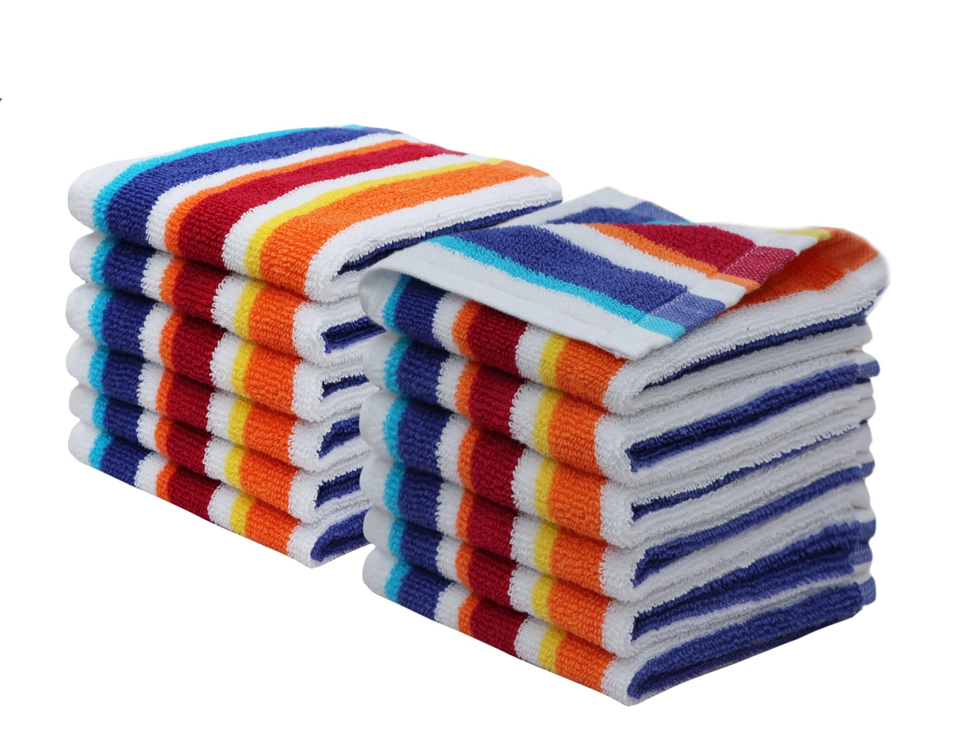 ORIGINAL KIDS Wash Cloth - 12 Pack 100% Cotton Yarn-Dyed Terry Washcloths - 450 GSM Quick Dry Soft Absorbent Gentle Baby Face To