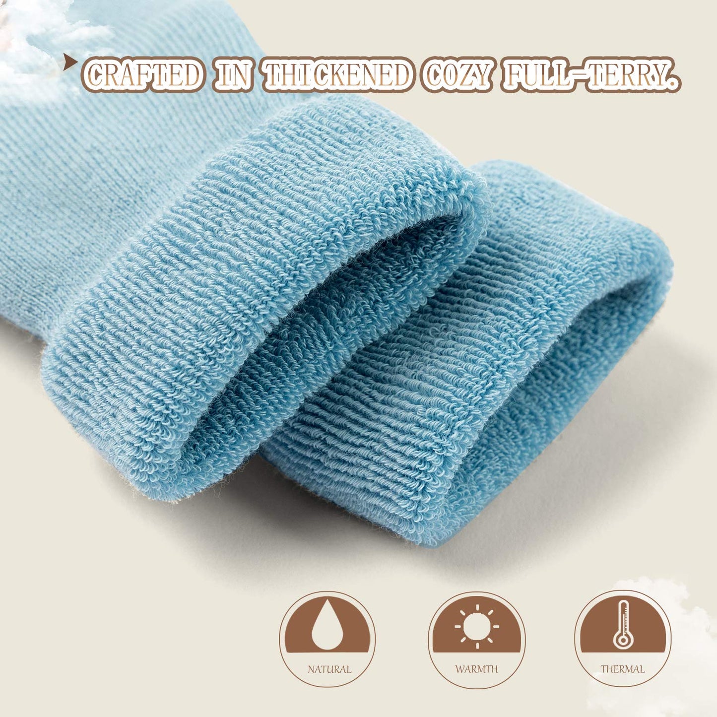 Howjojo Baby Warm Socks With Grips For Baby Boys Non Slip Winter Socks Baby Girls Thick Crew Socks 6 Pack 6-12 Months