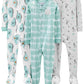 Simple Joys By Carter'S Baby Boys' Snug-Fit Footed Cotton Pajamas, Pack Of 3, Avocados/Tie Dye, 6-9 Months
