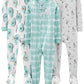 Simple Joys By Carter'S Baby Boys' 3-Pack Snug Fit Footed Cotton Pajamas, Avocados/Night Sky Print/Tie Dye, 2T