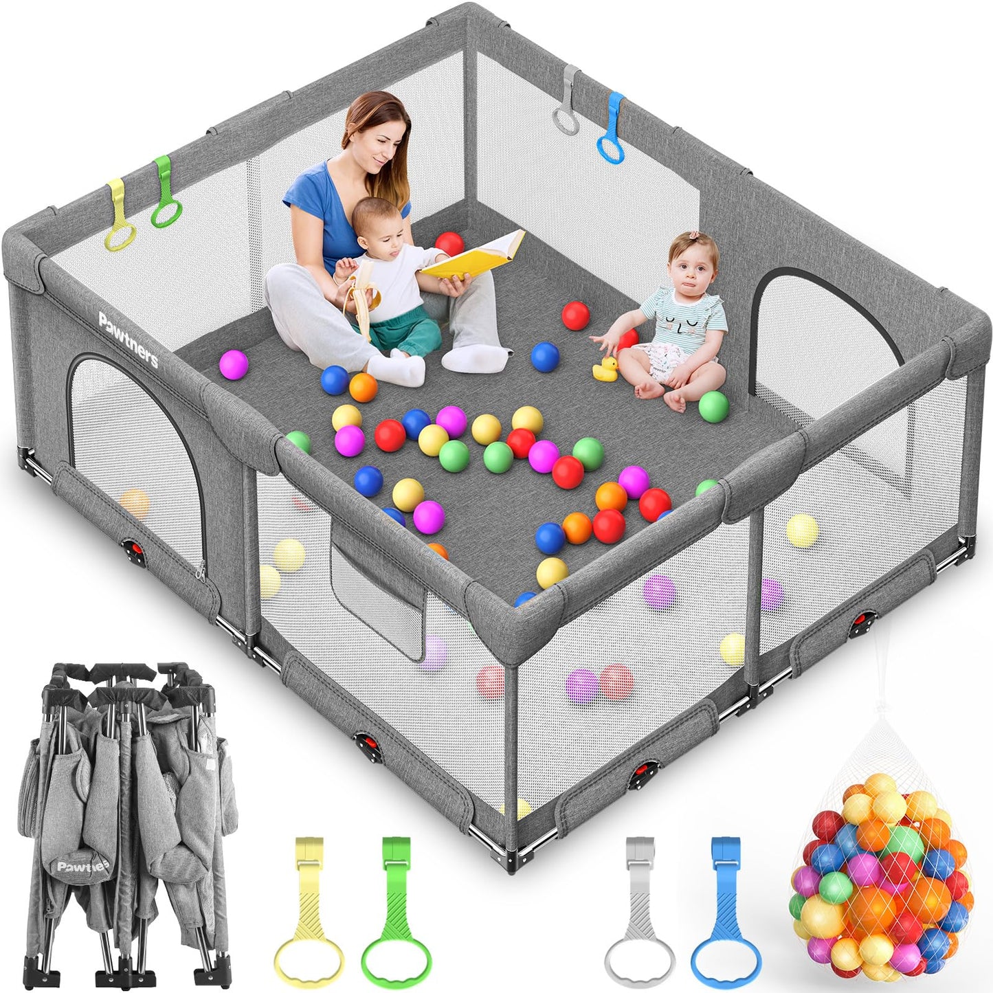 Foldable Playpen For Babies And Toddlers: 71' L X 59' W X 27' H, Large Kids Play Yard, Portable For Indoor And Outdoor Play A