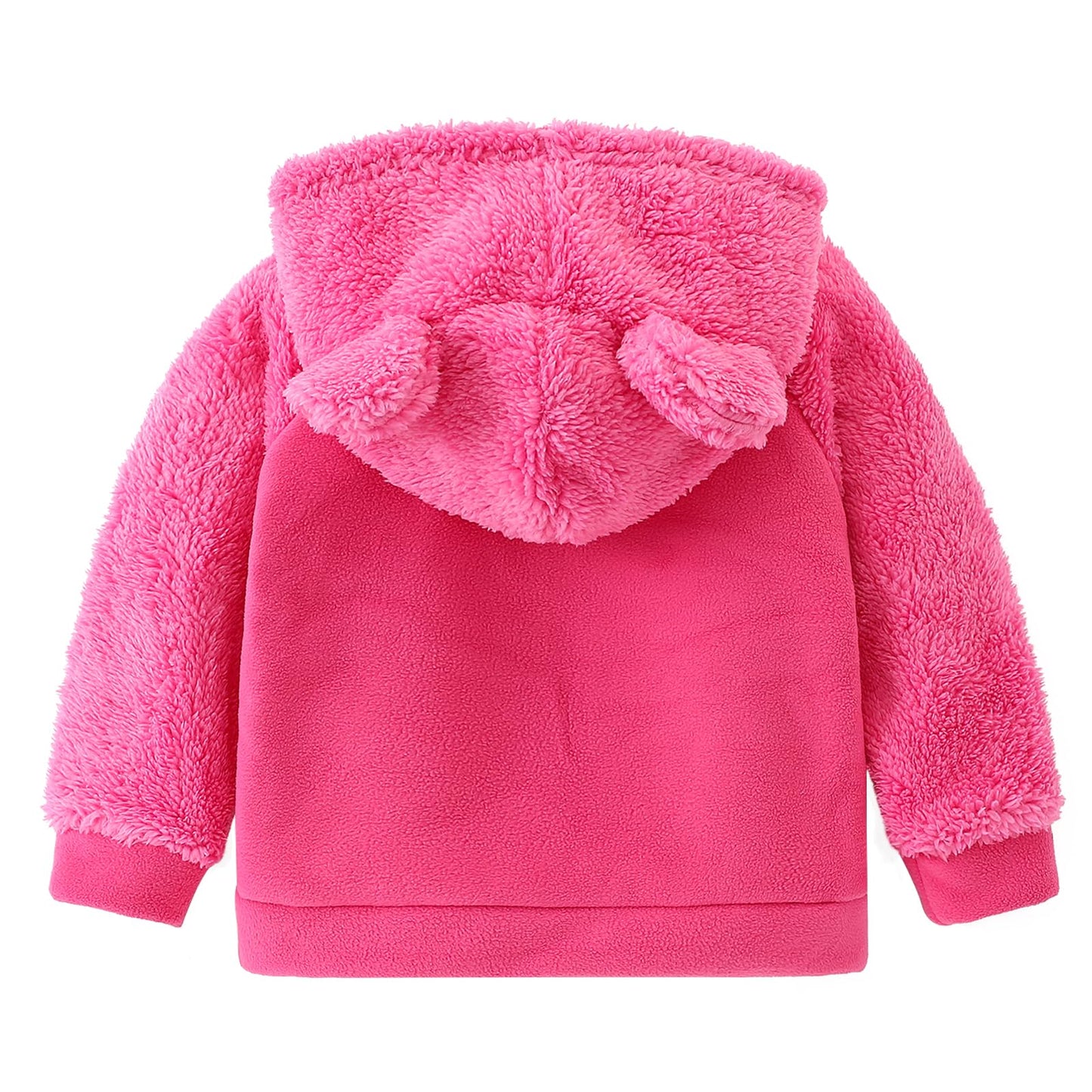 Amiyan Bear Ears Shape Fleece Warm Hoodies Clothes Toddler Zip-Up Light Jacket Sweatshirt Outwear For Baby Boys (Rose, 2-3T)