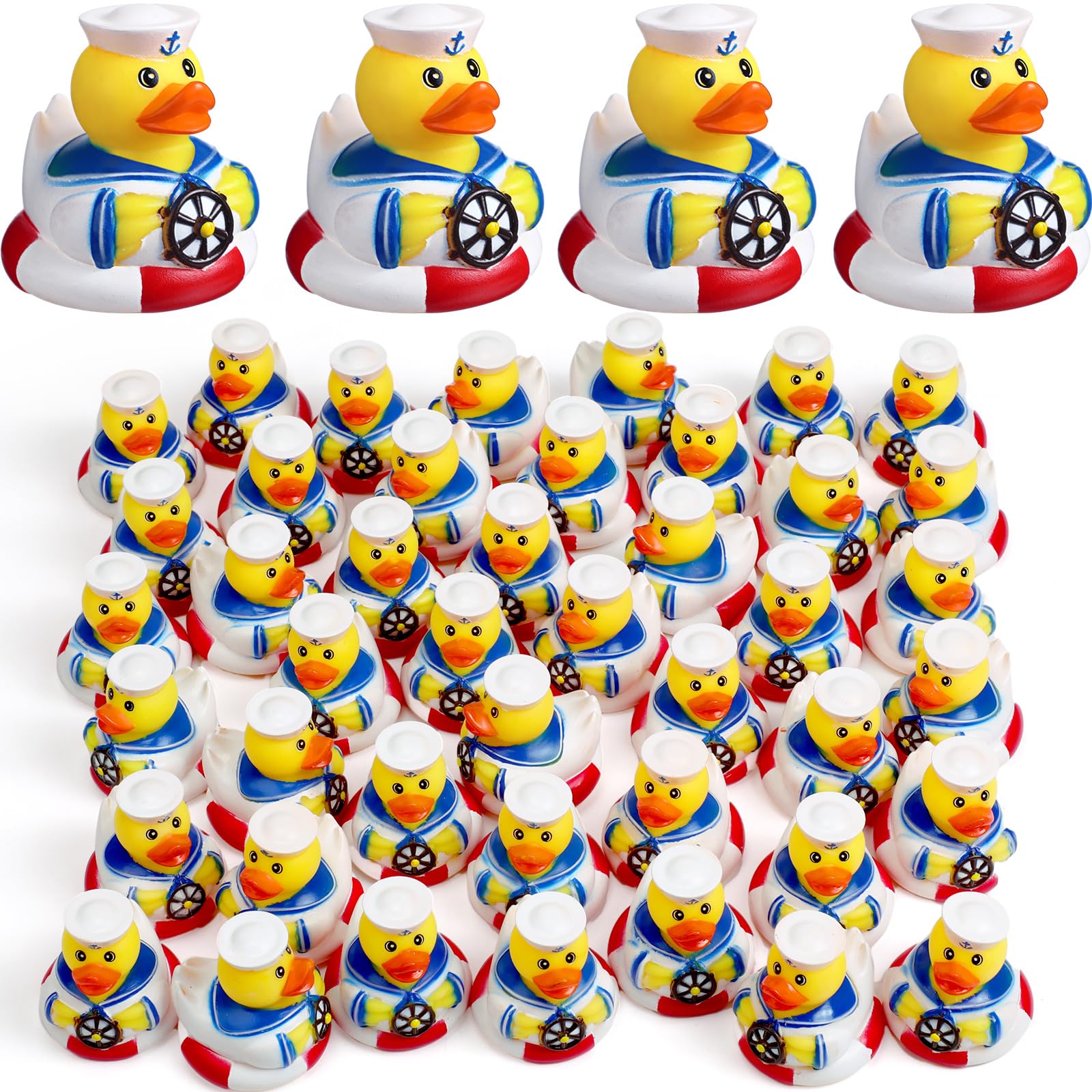 Jerify 96 Packs Cruise Ships Rubber Ducks 2 Inch Nautical Rubber Cruise Ducks Bulk Sailing Ship for Carnival Party Gift Incentiv