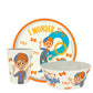Zak Designs Blippi Kids Dinnerware Set 3 Pieces, Durable and Sustainable Melamine Bamboo Plate, Bowl, and Tumbler are Perfect Fo