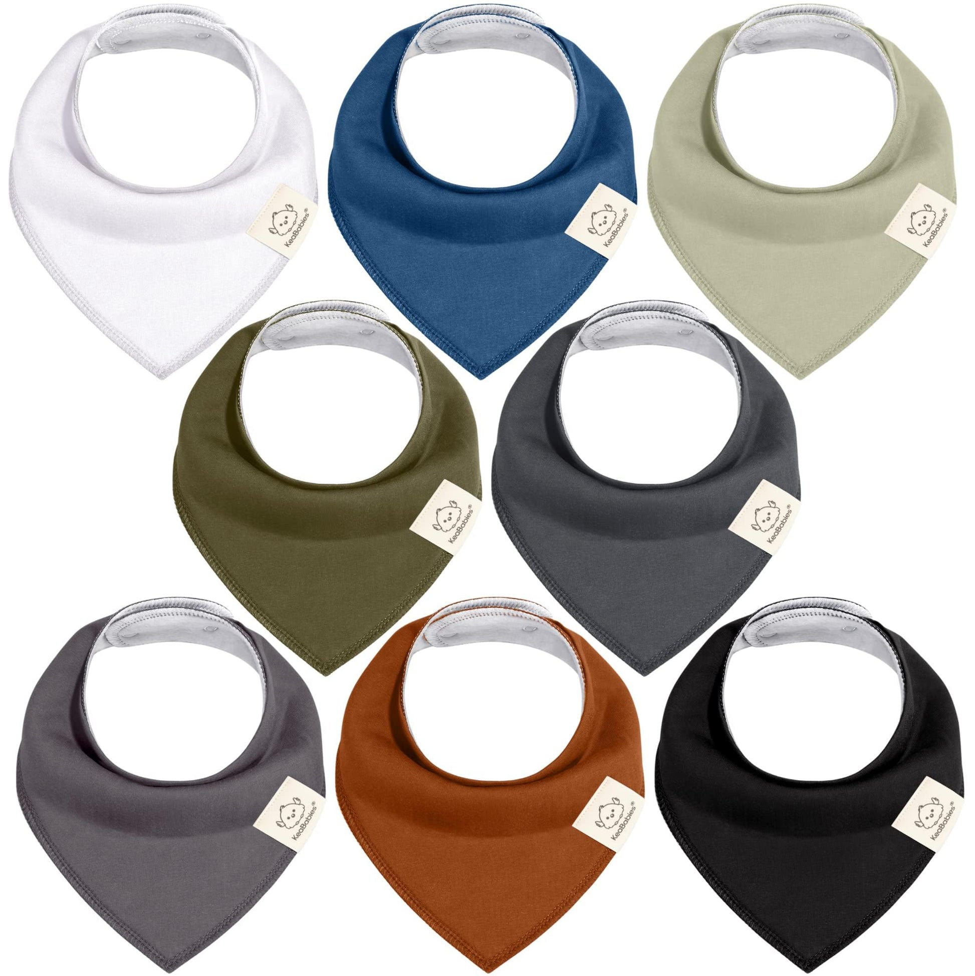 Keababies 8-Pack Organic Baby Bandana Drool Bibs - Stylish Unisex Bandana Bibs, Super Absorbent Bandana Drool Bibs, Gentle Teeth