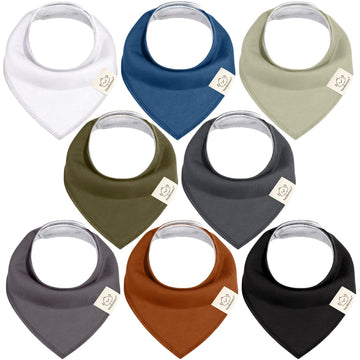 Keababies 8-Pack Organic Baby Bandana Drool Bibs - Stylish Unisex Bandana Bibs, Super Absorbent Bandana Drool Bibs, Gentle Teeth