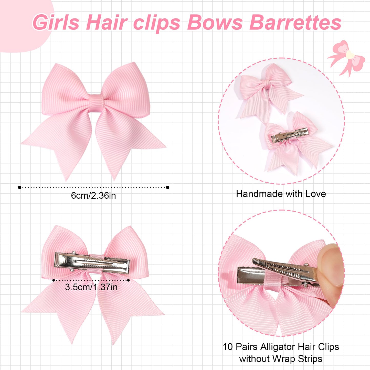 C  Llot 20Pcs 2.36 Inch Hair Bows For Girls Grosgrain Ribbon Toddler Hair Bows Alligator Clips For Baby Girls Kids Infants Back
