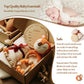 Baby Gift Set For Newborn New Baby Gift Set - 7 Pcs Newborn Baby Essentials Basket Baby Bath Set With Baby Blanket Baby Rattle -