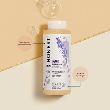 The Honest Company Foaming Bubble Bath | Gentle For Baby | Naturally Derived, Tear-Free, Hypoallergenic | Lavender Calm, 12 Fl O