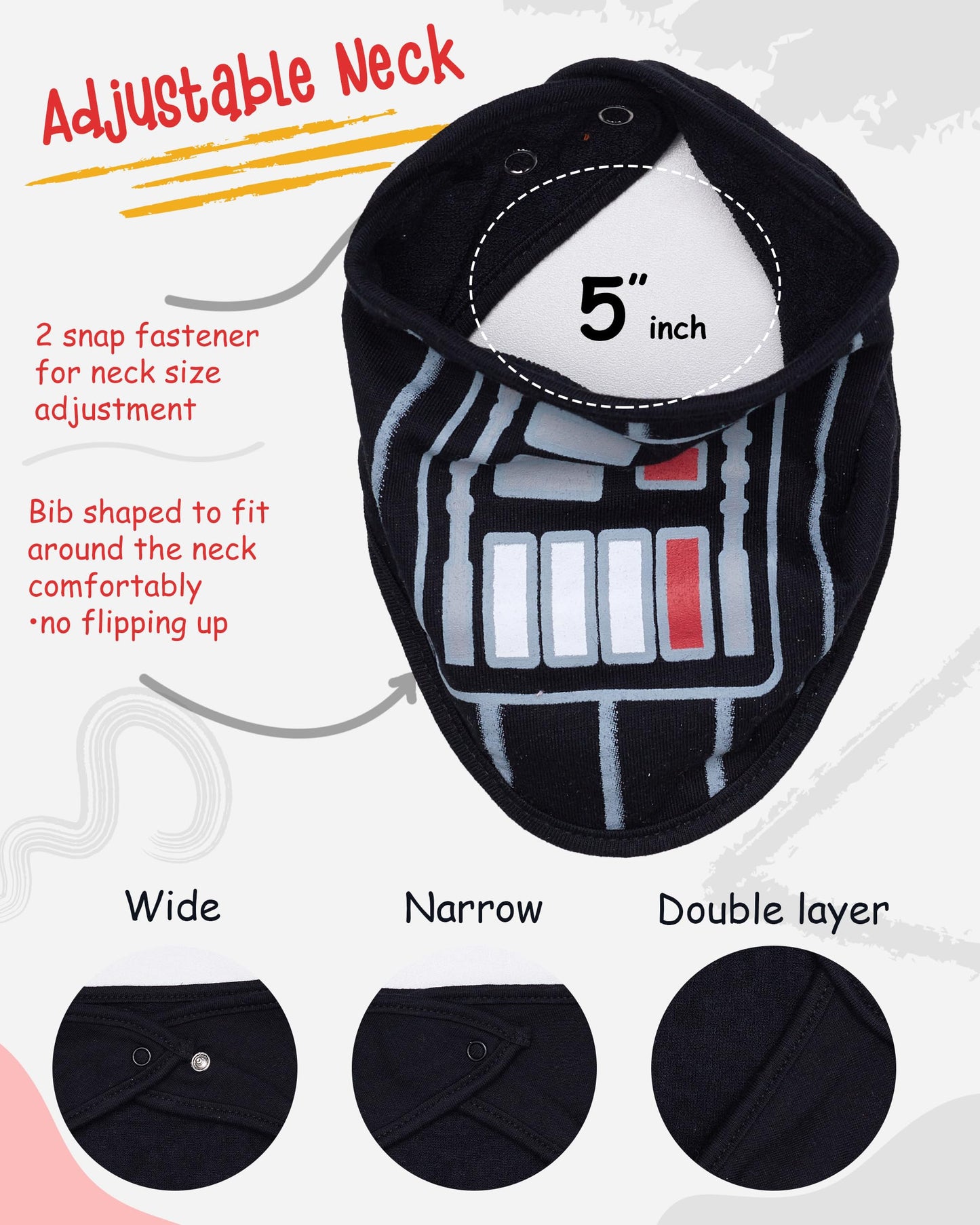 Star Wars Baby Boys' Bandana Bibs 3 Pack Set For Feeding, Teething, And Drooling Darth Vader Chewbacca R2-D2