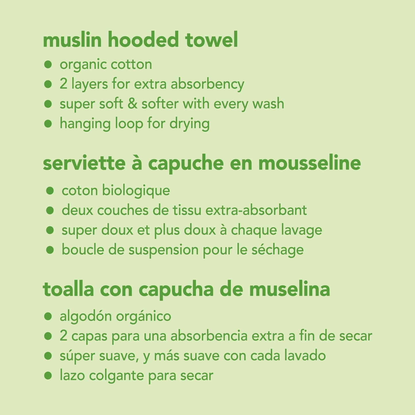 Green Sprouts, Towel Hooded Cotton Aqua