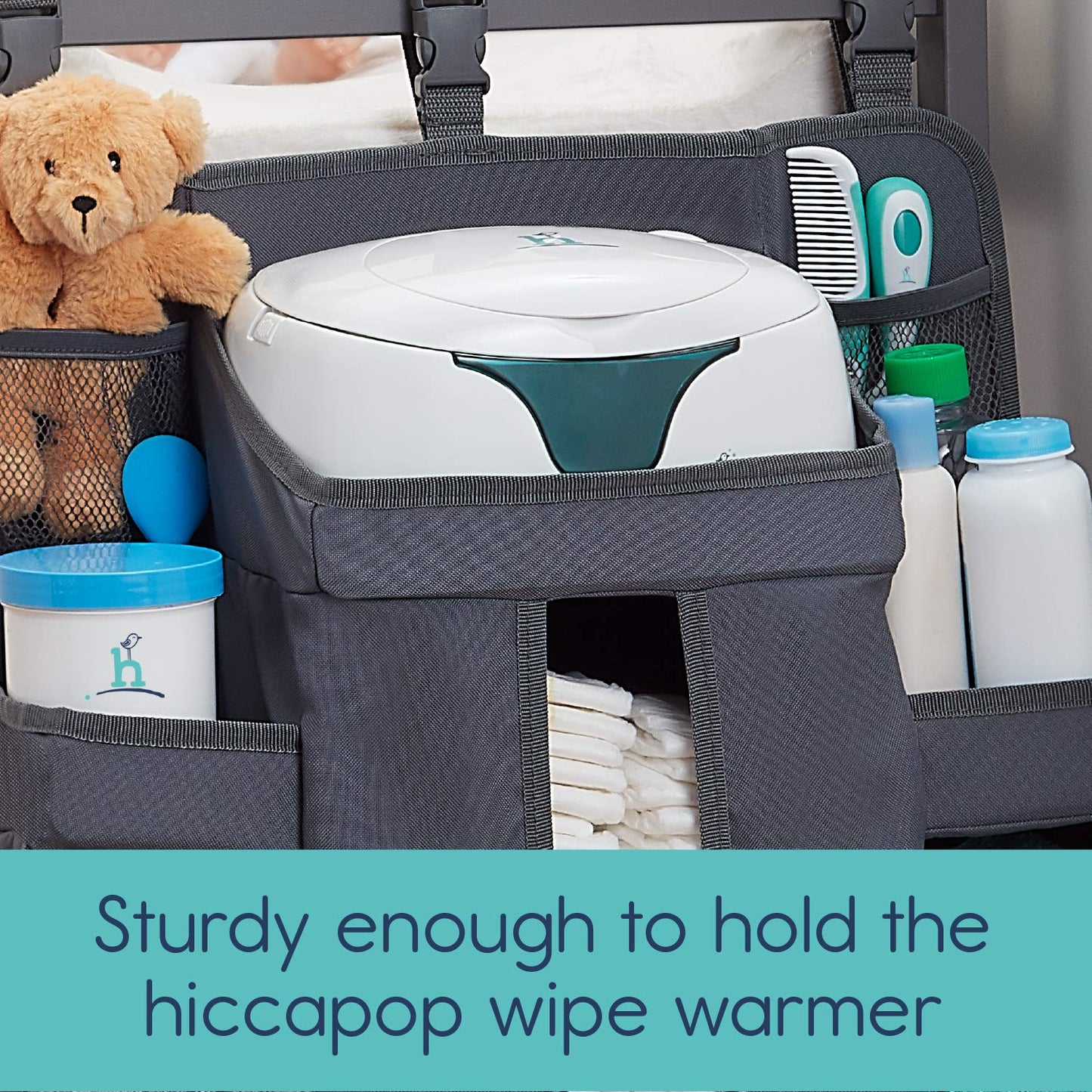 Hiccapop Hanging Diaper Organizer For Changing Table, Cribs And Walls, Diaper Stacker And Nursery Organizer | Hanging Storage Ca