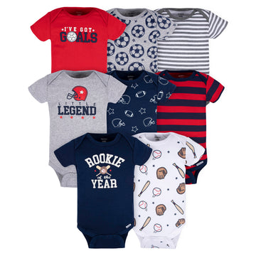 Gerber Baby Boy'S 8-Pack Short Sleeve Onesies Bodysuits, Sports Blue, 3-6 Months