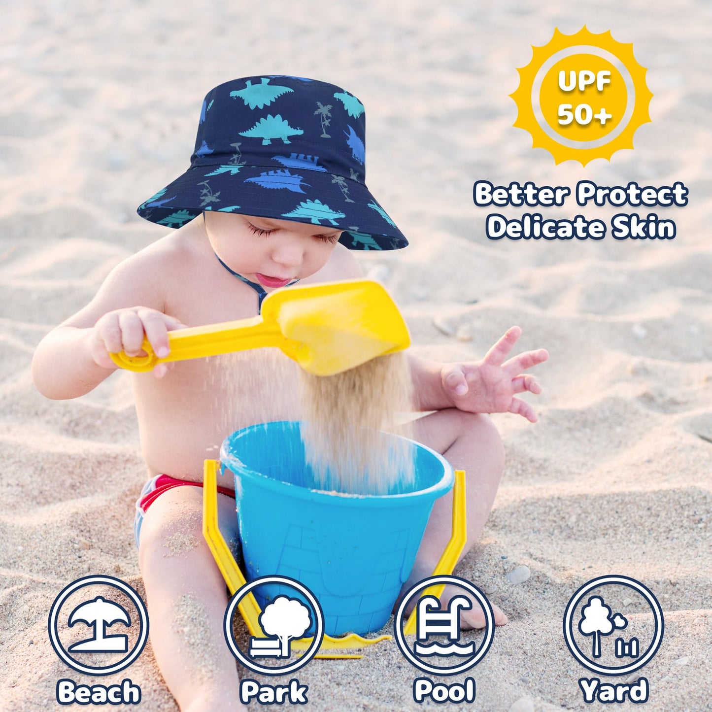 Baby Bucket Hat For Boy - Sun Protection, 6-12 Months, Swim Hat