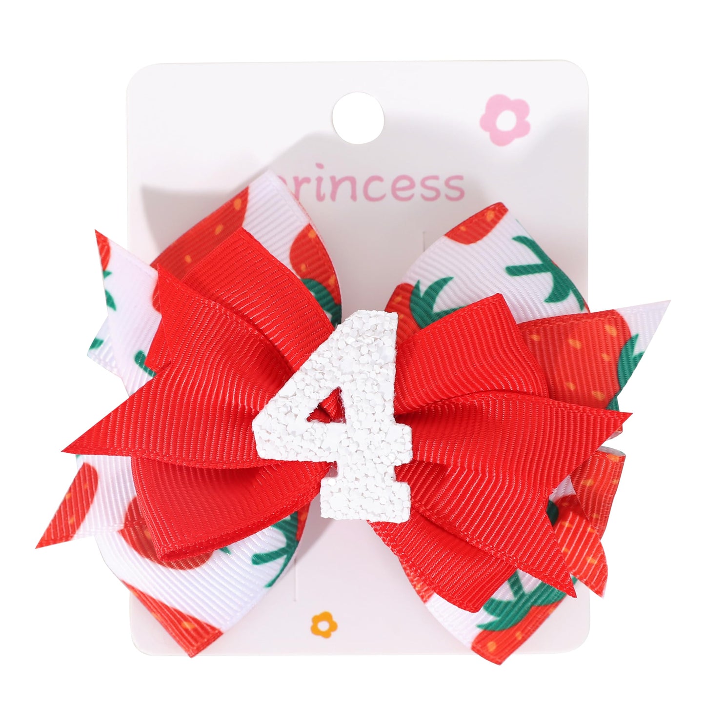 Strawberry Bow Hair Clips - Girls 4Th Birthday Party Decoration, Berry Sweet 4Th Birthday Bow Hair Clips, Sweet Girls Red Bow Ha