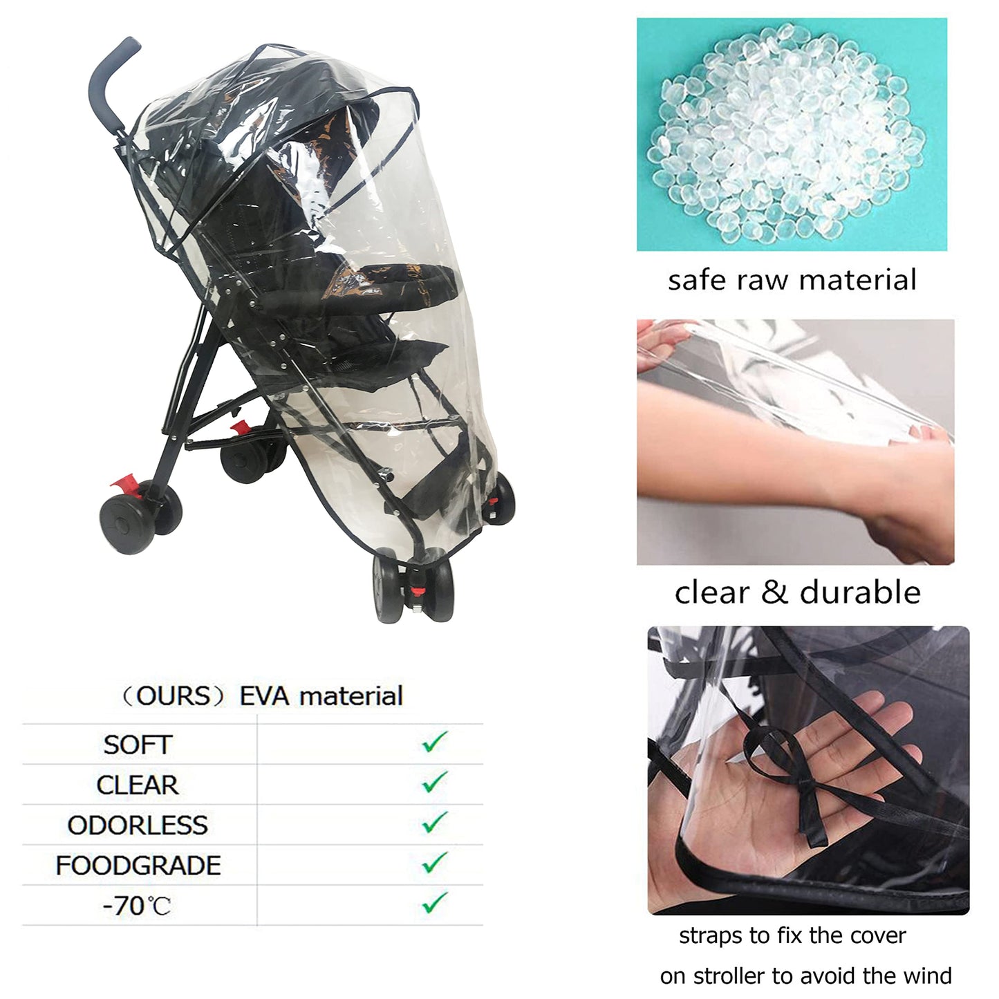 Stroller Rain Cover Baby Stroller Cover For Toddler Umbrella Stroller,Lightweight Travel Stroller,Windproof Waterproof Weather S