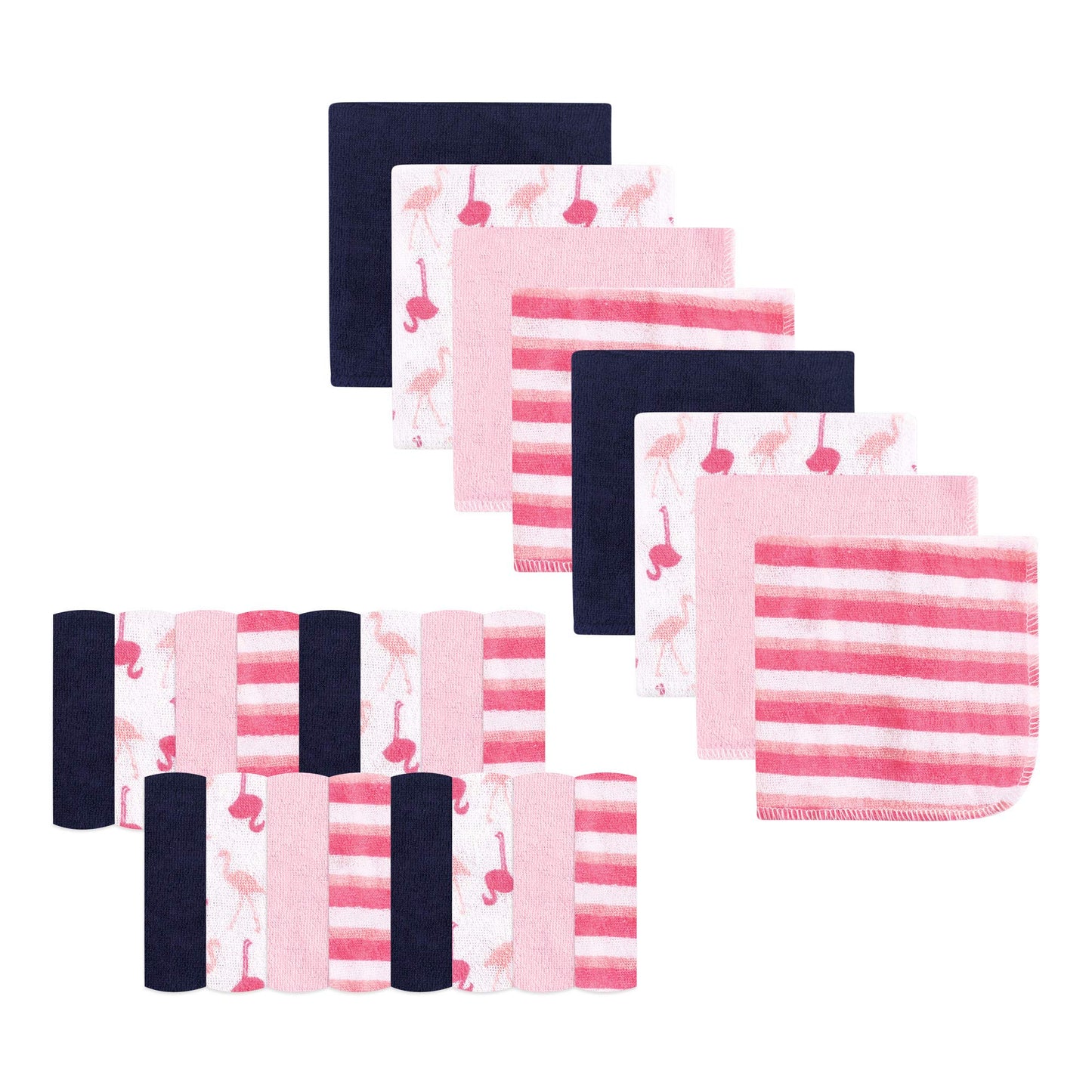 Luvable Friends Unisex Baby Super Soft Bundle Washcloths, Flamingo, One Size