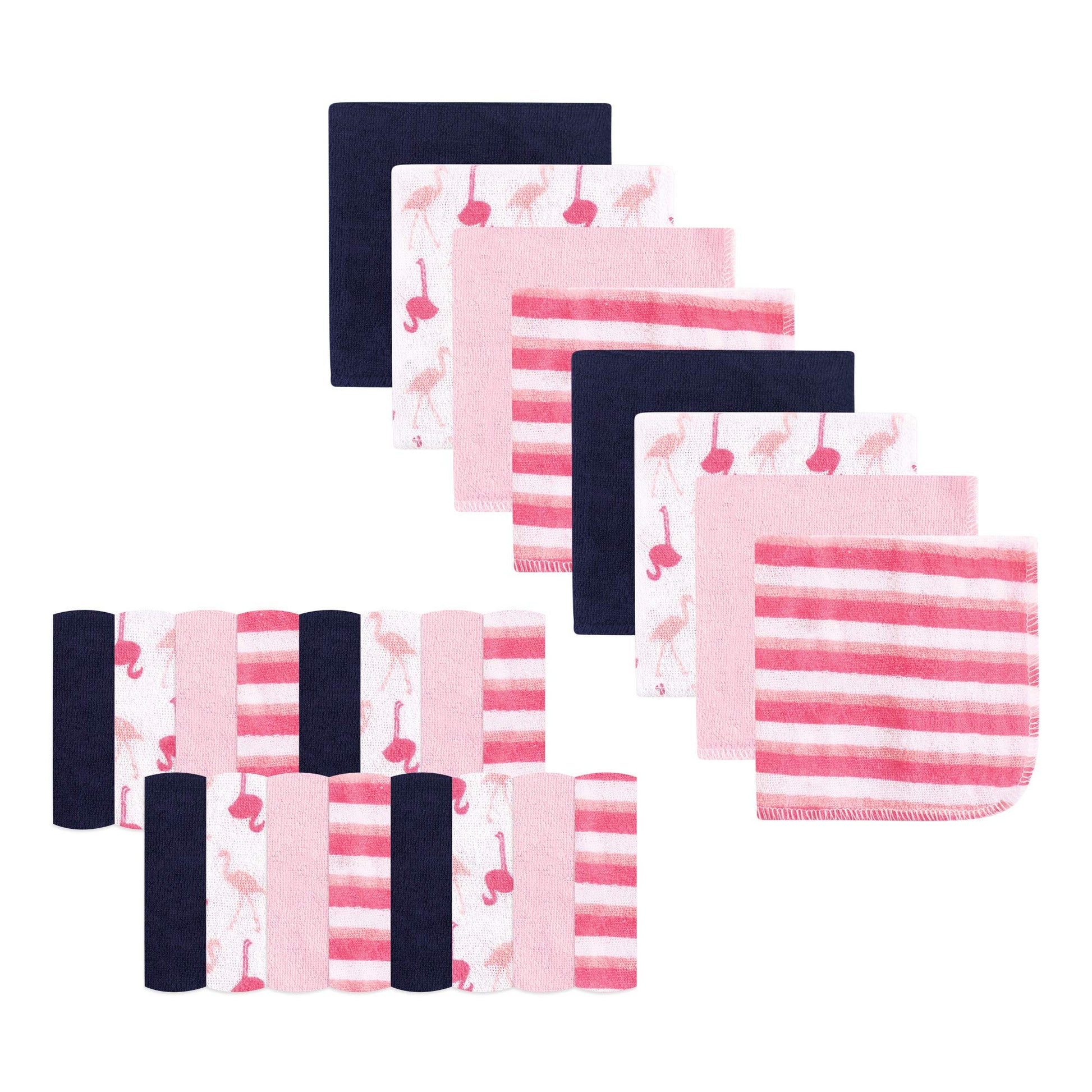 Luvable Friends Unisex Baby Super Soft Bundle Washcloths, Flamingo, One Size