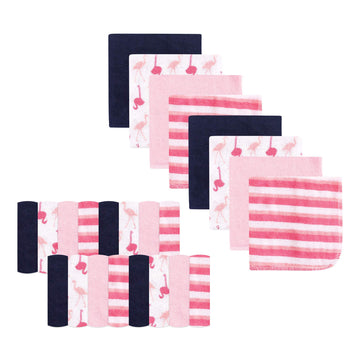 Luvable Friends Unisex Baby Super Soft Bundle Washcloths, Flamingo, One Size