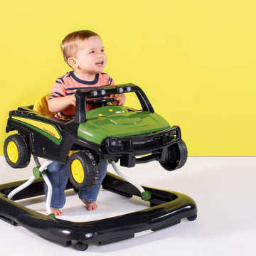 Bright Starts John Deere 4-in-1 Gator Green Baby Activity Center & Push Walker with Removable Interactive Steering Wheel Toy, 6