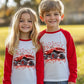 Baby Boys Girls Valentine Shirts Raglan Long Sleeve Tees Toddler Love Heart Truck Graphic Red Tops 3T