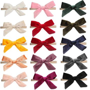 Insowni 15 Pack Solid Velvet Bow Super Stretchy Nylon Headbands Hairbands Accessories For Baby Girls Toddlers Newborns Infants K